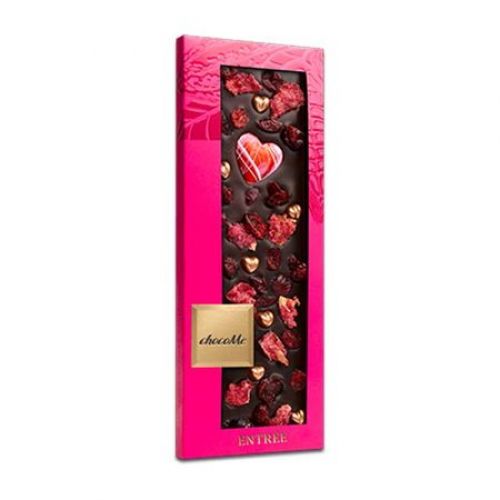 ChocoMe-Ciocolată neagră cu trandafir si inimioara 110g